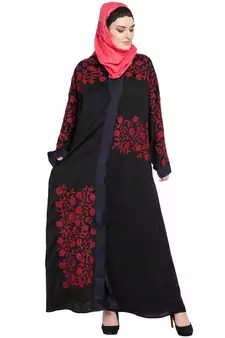 Black Embroidered Nida Abaya