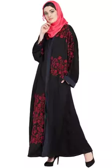 Black Embroidered Nida Abaya
