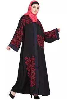 Black Embroidered Nida Abaya