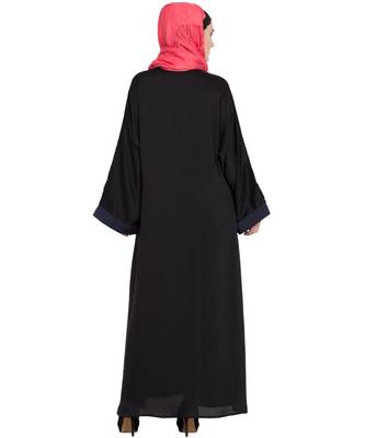 Black Embroidered Nida Abaya 5