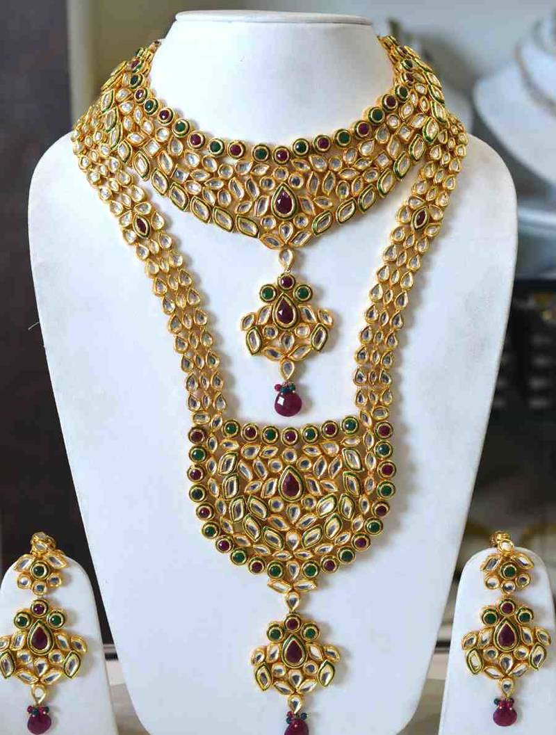 Kundan Red Green Bridal Set