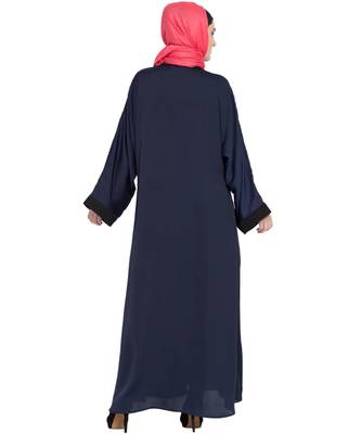 Blue Embroidered Nida Abaya 5
