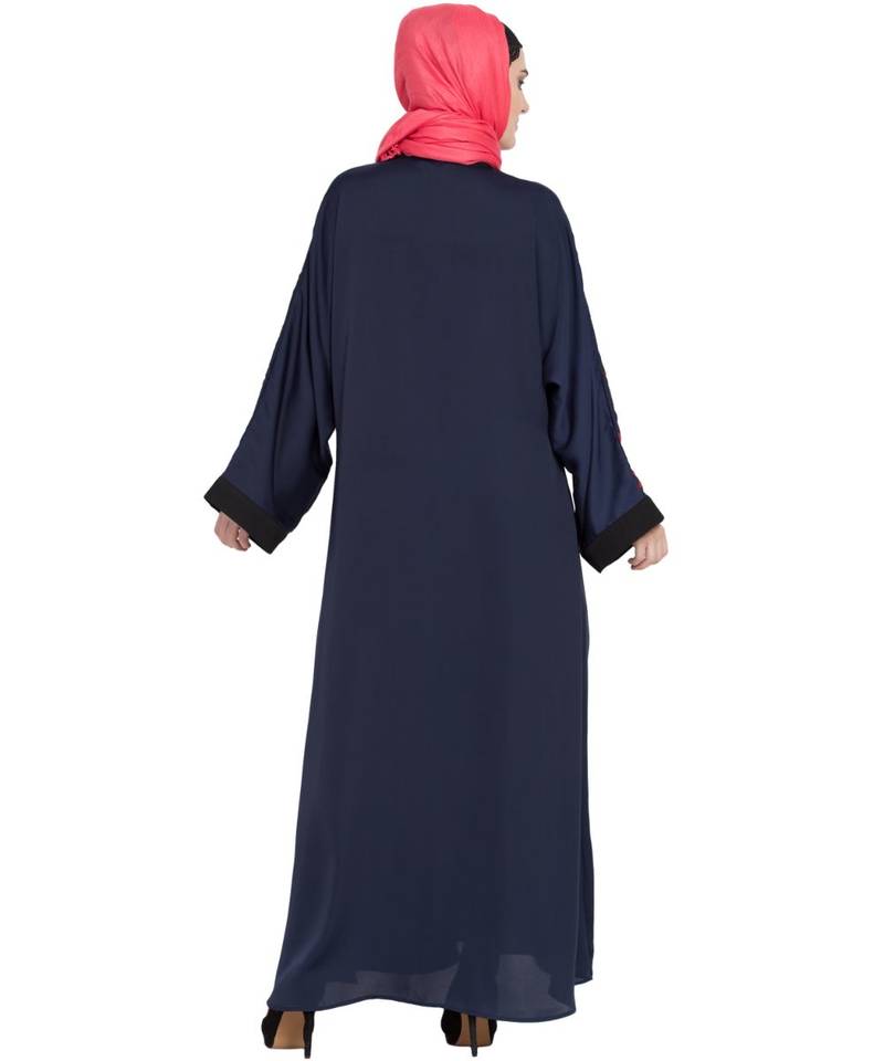 Blue Embroidered Nida Abaya