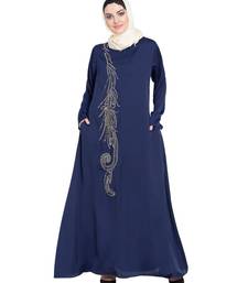 Blue Embroidered Nida Abaya