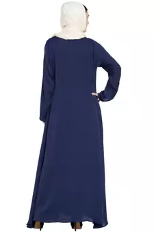 Blue Embroidered Nida Abaya