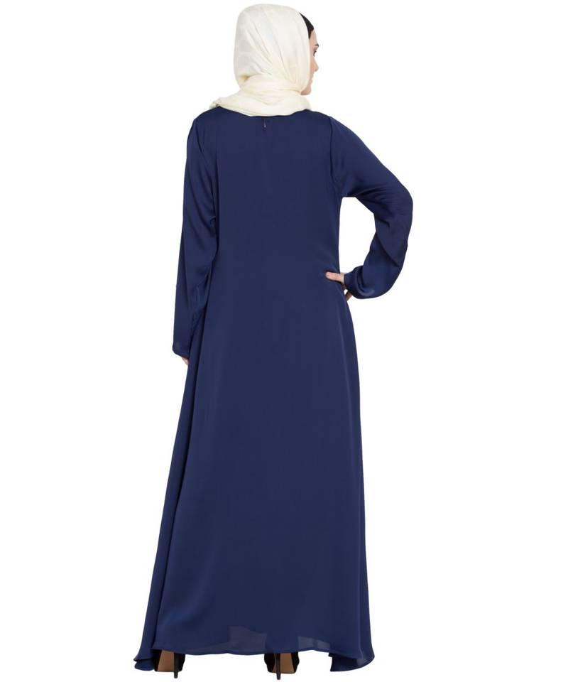 Blue Embroidered Nida Abaya