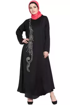 Black Embroidered Nida Abaya