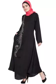 Black Embroidered Nida Abaya