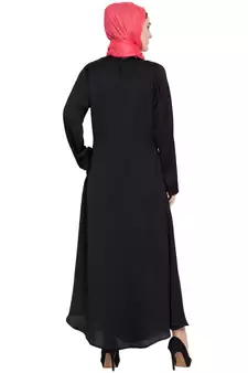 Black Embroidered Nida Abaya