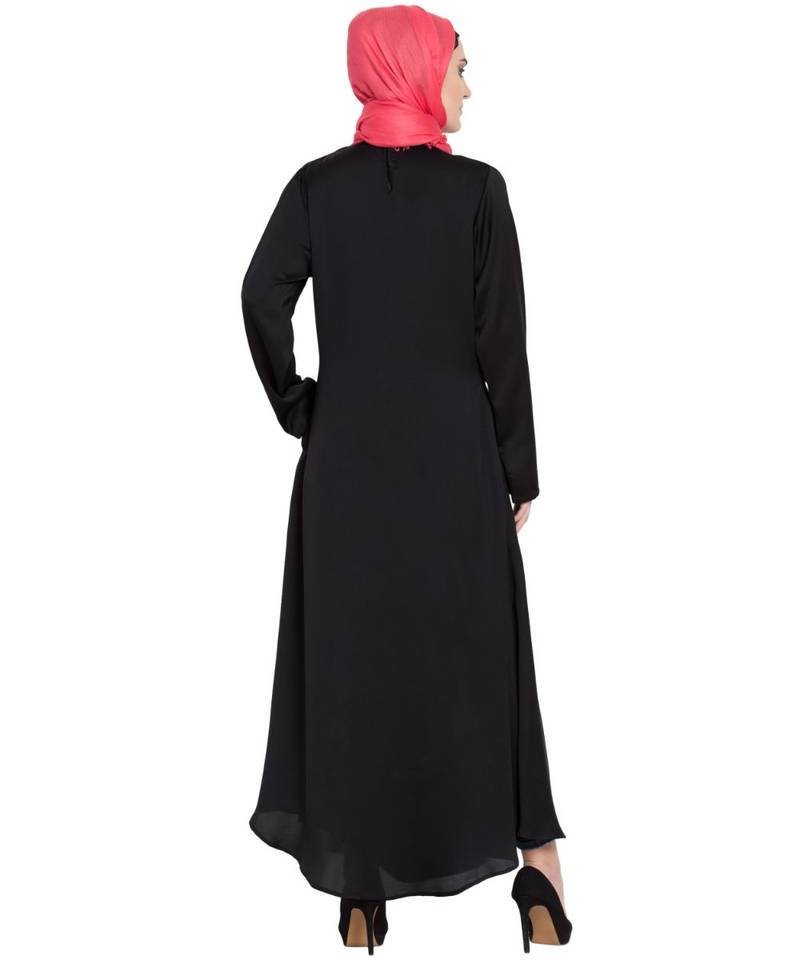 Black Embroidered Nida Abaya