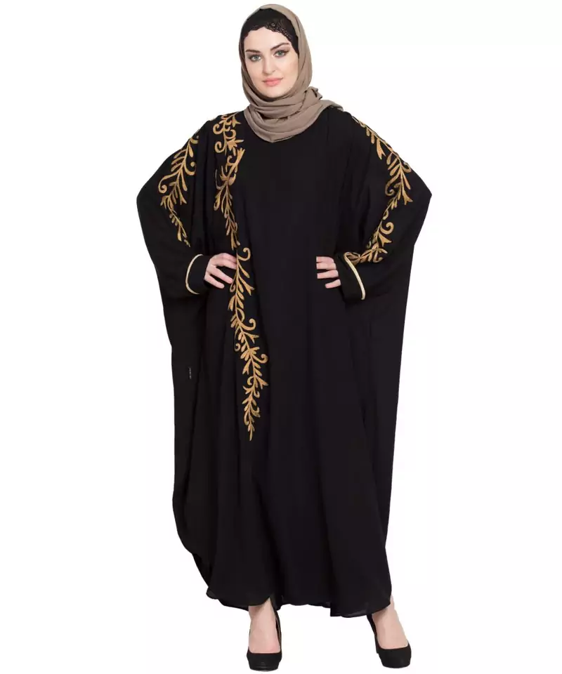 Black Embroidered Nida Abaya