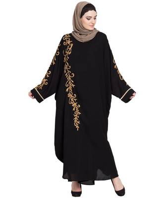 Black Embroidered Nida Abaya 2