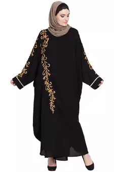 Black Embroidered Nida Abaya