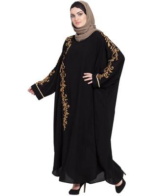 Black Embroidered Nida Abaya 3