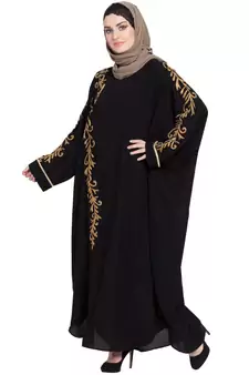 Black Embroidered Nida Abaya