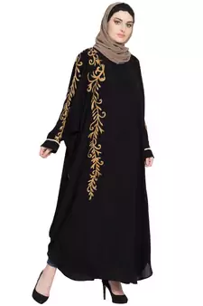 Black Embroidered Nida Abaya