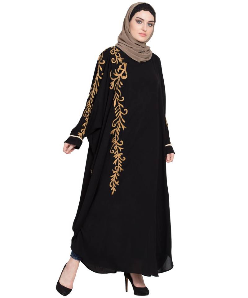 Black Embroidered Nida Abaya