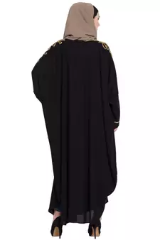 Black Embroidered Nida Abaya