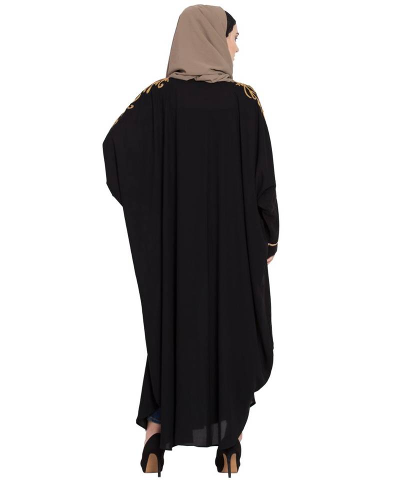 Black Embroidered Nida Abaya