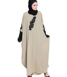 Beige Embroidered Nida Abaya