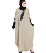 Beige Embroidered Nida Abaya