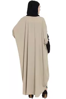 Beige Embroidered Nida Abaya