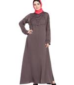 Brown Embroidered Nida Abaya