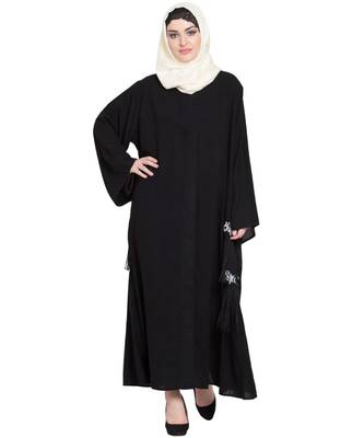 Black Embroidered Nida Abaya 2