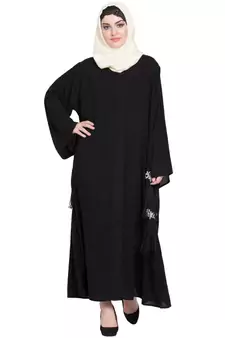 Black Embroidered Nida Abaya