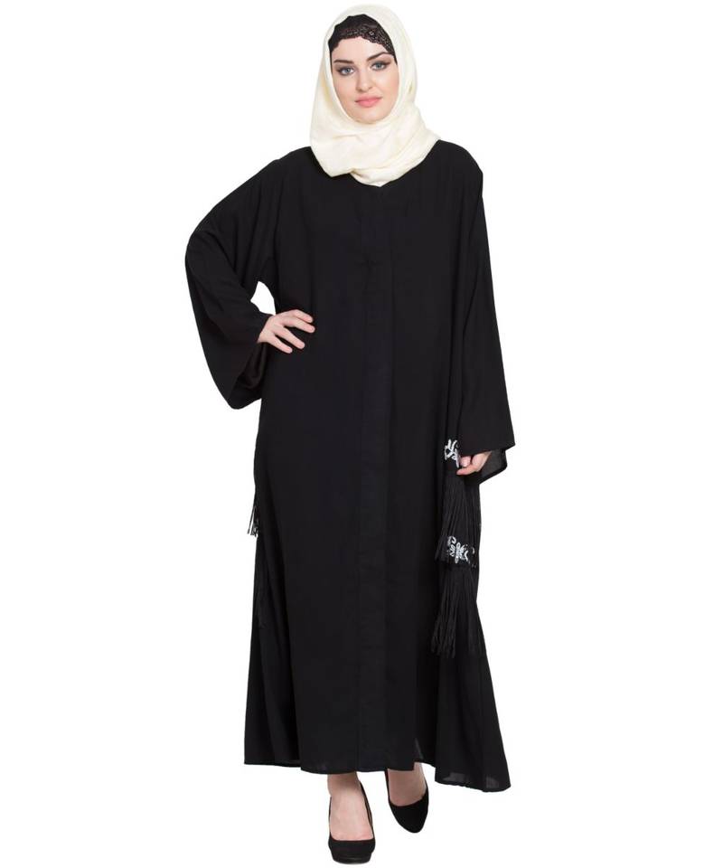 Black Embroidered Nida Abaya