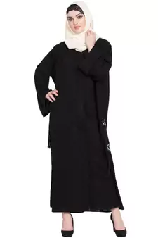 Black Embroidered Nida Abaya