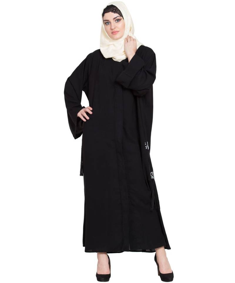 Black Embroidered Nida Abaya
