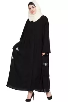 Black Embroidered Nida Abaya