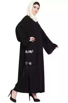 Black Embroidered Nida Abaya