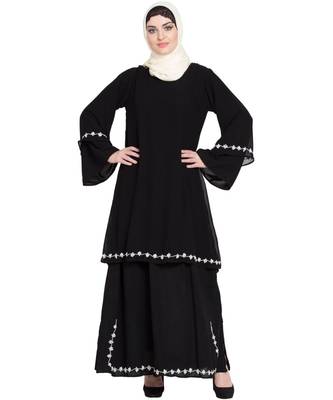 Black Embroidered Nida Abaya 1