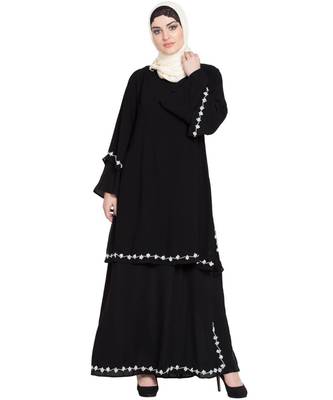Black Embroidered Nida Abaya 2