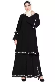 Black Embroidered Nida Abaya