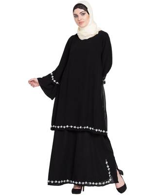 Black Embroidered Nida Abaya 3