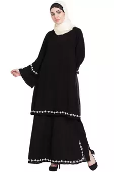Black Embroidered Nida Abaya