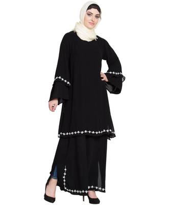 Black Embroidered Nida Abaya 4