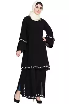 Black Embroidered Nida Abaya