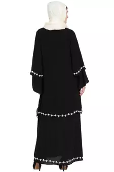 Black Embroidered Nida Abaya