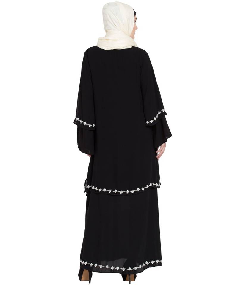 Black Embroidered Nida Abaya