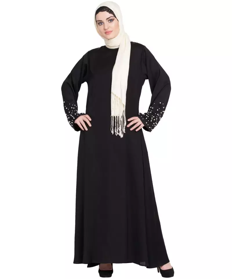 Black Embroidered Nida Abaya