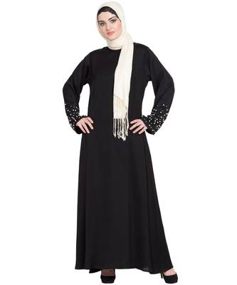 Black Embroidered Nida Abaya 1