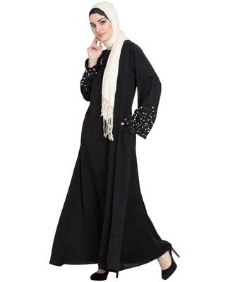 Black Embroidered Nida Abaya 2