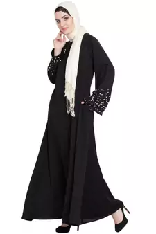 Black Embroidered Nida Abaya