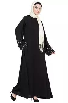 Black Embroidered Nida Abaya