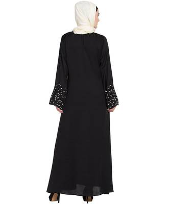 Black Embroidered Nida Abaya 4