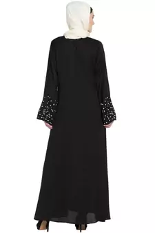 Black Embroidered Nida Abaya